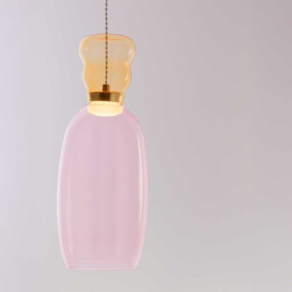 Nova Luce Pluma LED skleněné závěsné svítidlo Růžová
