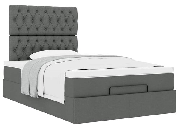Osmanský rám postele s matrací tmavě šedá 120x190 cm textil 3313224