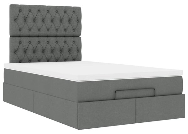Osmanský rám postele s matrací tmavě šedá 120x190 cm textil 3313224