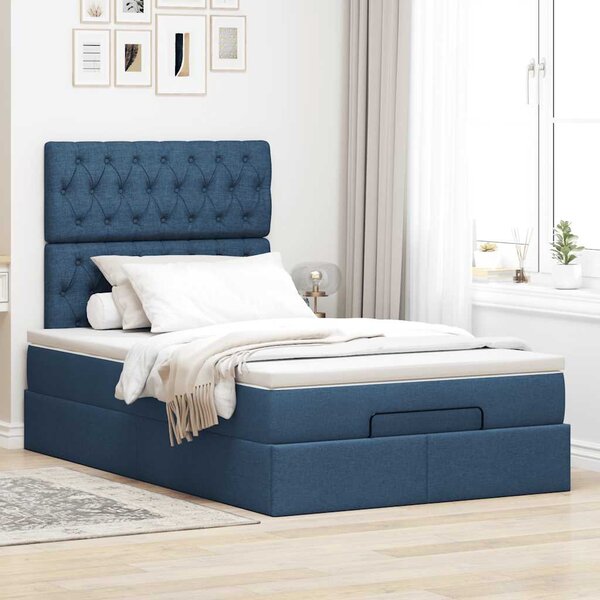 Osmanský rám postele s matrací modrá 120x190cm textil 3313229