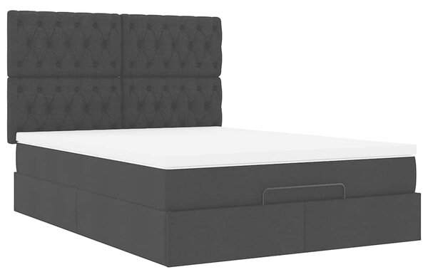 Osmanský rám postele s matrací černá 140x190cm textil 3313239