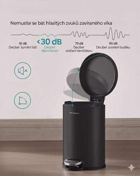 SONGMICS Odpadkový koš Jelis 3 L černý