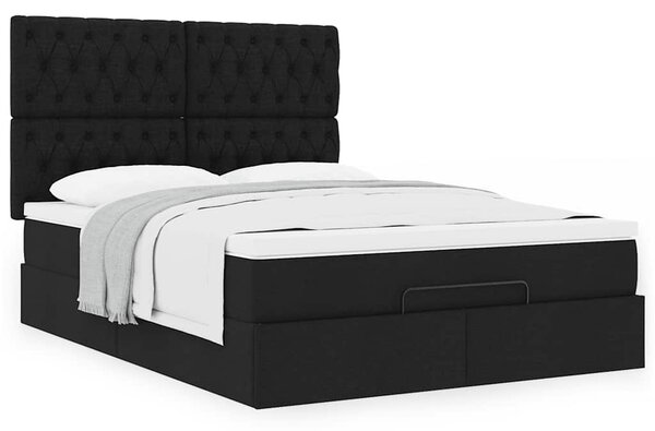 Osmanský rám postele s matrací černá 140x190cm textil 3313239