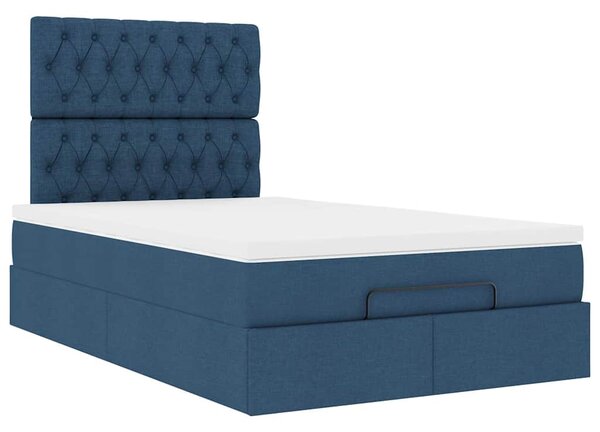 Osmanský rám postele s matrací modrá 120x190cm textil 3313229