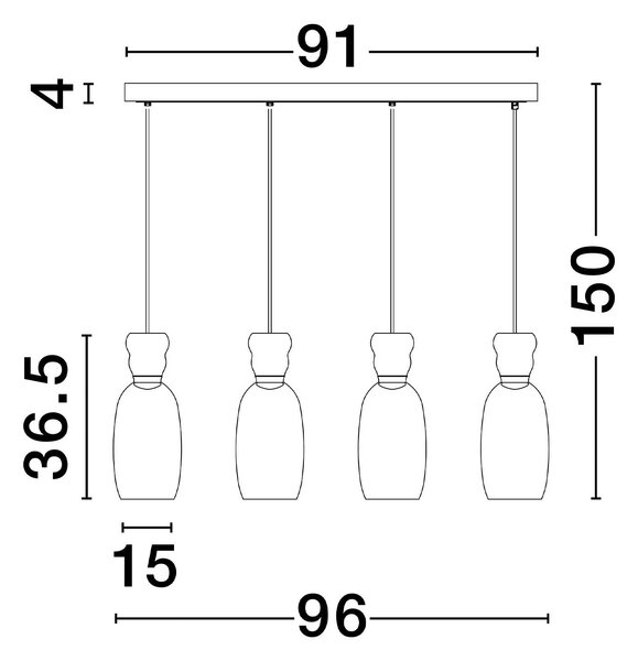 Nova Luce Pluma LED skleněné závěsné svítidlo A