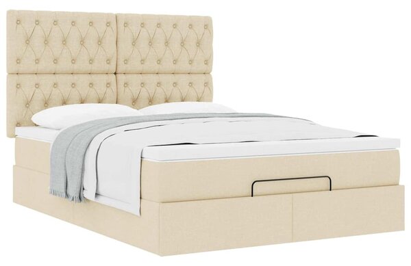 Osmanský rám postele s matrací krémově 140x190cm textil 3313242