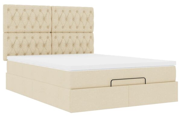 Osmanský rám postele s matrací krémově 140x190cm textil 3313242