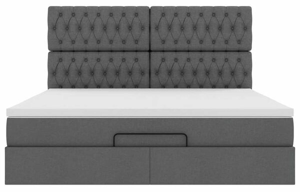 Osmanský rám postele s matrací tmavě šedá 180x200cm textil 3313259