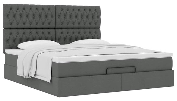 Osmanský rám postele s matrací tmavě šedá 180x200cm textil 3313259