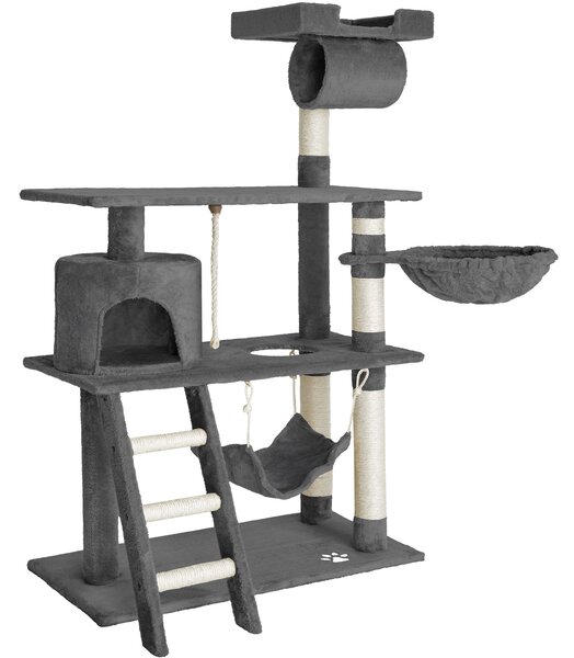 Tectake Kočičí škrabadlo Marcel 141cm - šedá