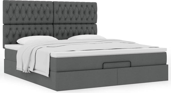 Osmanský rám postele s matrací tmavě šedá 180x200cm textil 3313259