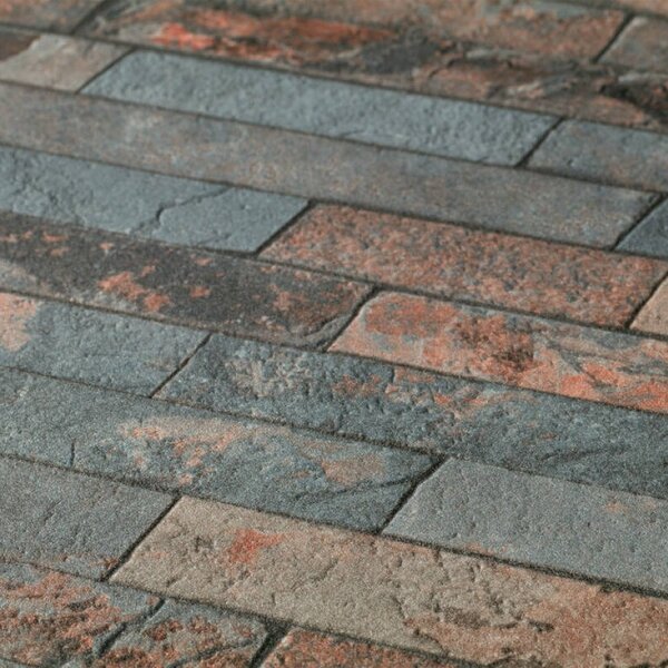 Vliesové tapety na zeď IMPOL 35582-3 Wood and Stone 2, obkladový kámen štípaná břidlice rezavo-šedá, rozměr 10,05 m x 0,53 m, A.S.Création