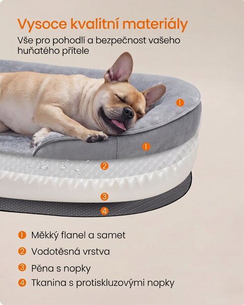 SONGMICS Pelíšek pro psy Trino 76 cm šedý