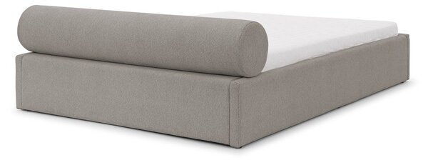 Světle šedá čalouněná dvoulůžková postel s úložným prostorem s roštem 160x200 cm Cille – Ropez
