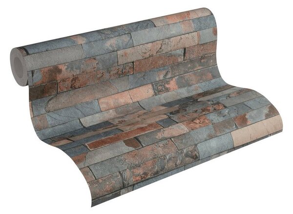 Vliesové tapety na zeď IMPOL 35582-3 Wood and Stone 2, obkladový kámen štípaná břidlice rezavo-šedá, rozměr 10,05 m x 0,53 m, A.S.Création