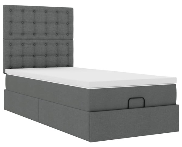Osmanský rám postele s matrací tmavě šedá 80x200cm textil 3313279