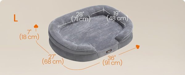 SONGMICS Pelíšek pro psy Trino 91 cm šedý