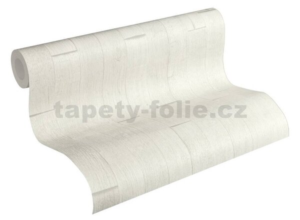 Vliesové tapety na zeď IMPOL 35584-2, 3D dřevěný obklad bílý, rozměr 10,05 m x 0,53 m, A.S.Création