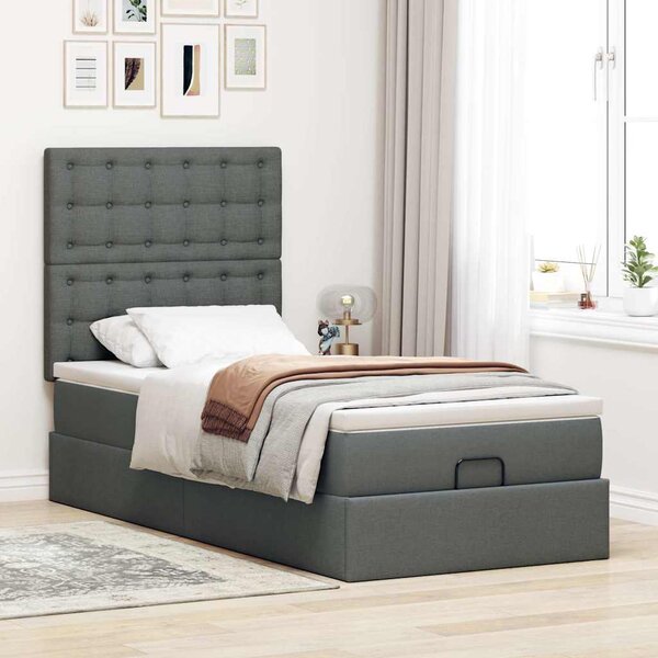 Osmanský postel s matrací tmavě šedá 90 x 200 cm textil 3313293