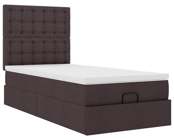 Osmanský postel s matrací tmavě šedá 90x200 cm textil 3313295