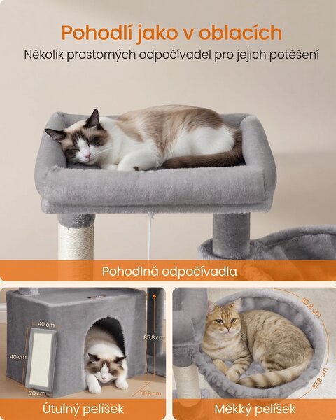 SONGMICS Škrabadlo pro kočky Vivien 86 cm šedé