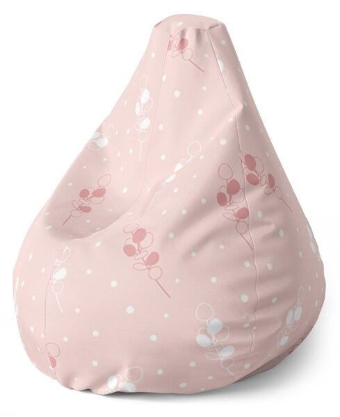 Sedací vak Pear bílé a růžové květy - dětský, růžová