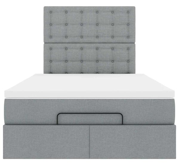 Osmanský rám postele s matrací světle šedá 120x190 cm textil 3313306