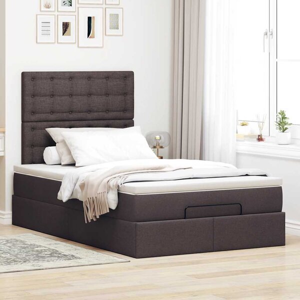Osmanský rám postele s matrací tmavě hnědá 120x190cm textil 3313309
