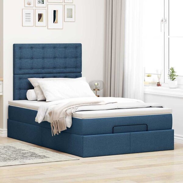 Osmanský rám postele s matrací modrá 120x190cm textil 3313312