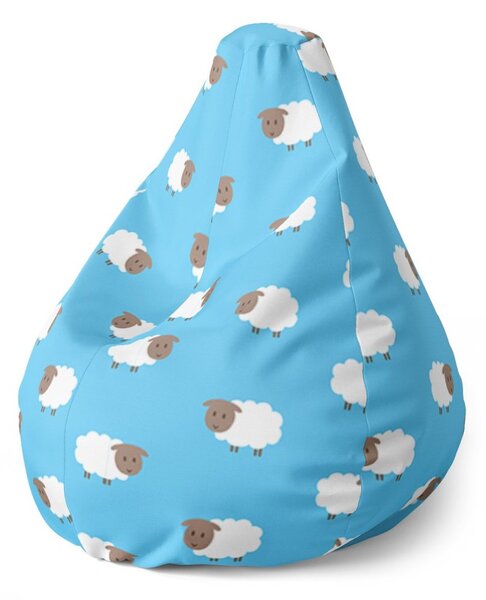 Sedací vak Pear ovečky - dětský, modrá
