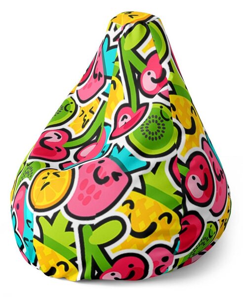 Sedací vak Pear veselé ovoce - dětský, barevná
