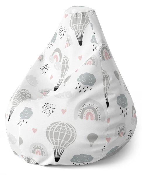 Sedací vak Pear malované horkovzdušné balony - dětský, barevná