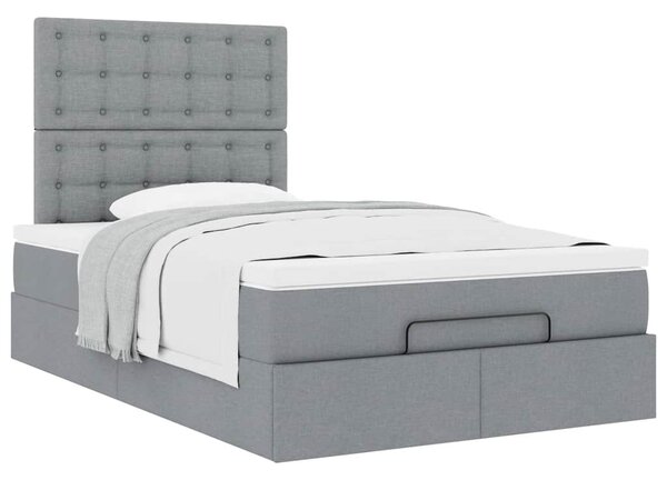 Osmanský rám postele s matrací světle šedá 120x190 cm textil 3313306