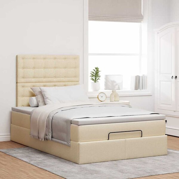 Osmanský rám postele s matrací krémově 120x200cm textil 3313318