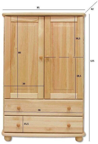 Drewmax KD155 dřevěná komoda masiv borovice