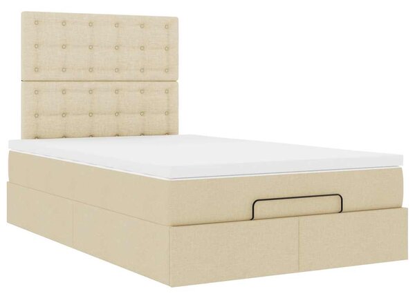 Osmanský rám postele s matrací krémově 120x200cm textil 3313318
