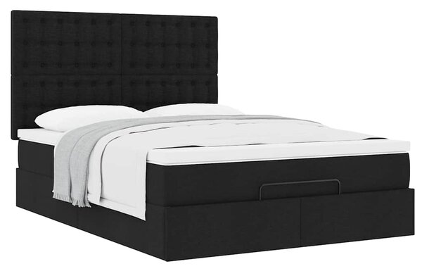 Osmanský rám postele s matrací černá 140x190cm textil 3313322