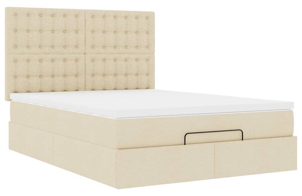 Osmanský rám postele s matrací krémově 140x190cm textil 3314174