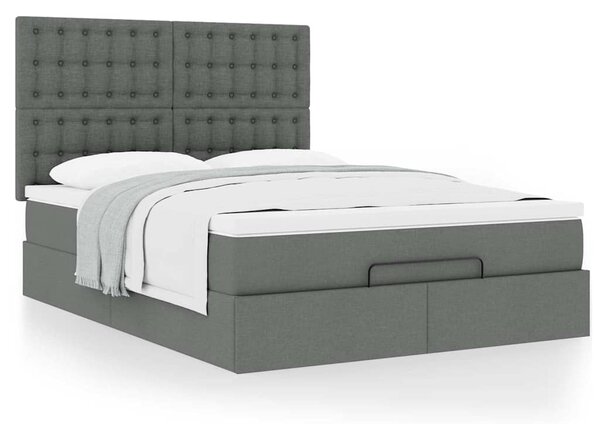 Osmanský rám postele s matrací tmavě šedá 140x190cm textil 3313321