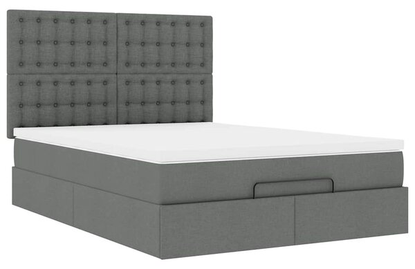 Osmanský rám postele s matrací tmavě šedá 140x190cm textil 3313321