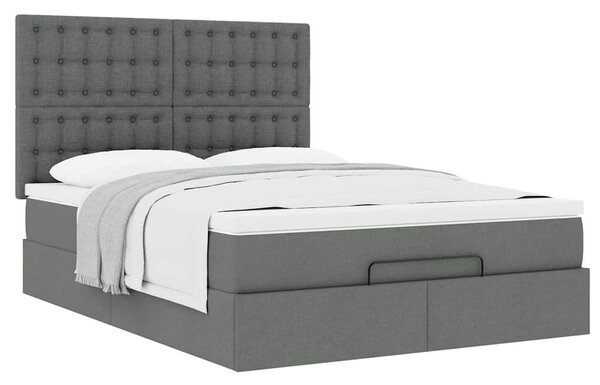 Osmanský rám postele s matrací tmavě šedá 140x190cm textil 3313321