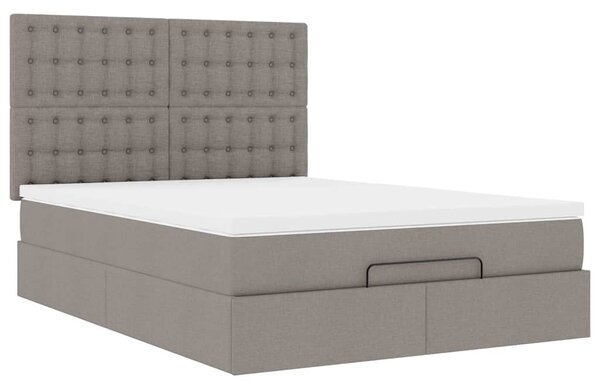 Osmanský rám postele s matrací taupe 140x190cm textil 3313324