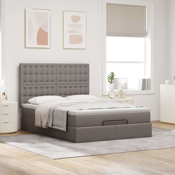 Osmanský rám postele s matrací taupe 140x190cm textil 3313324