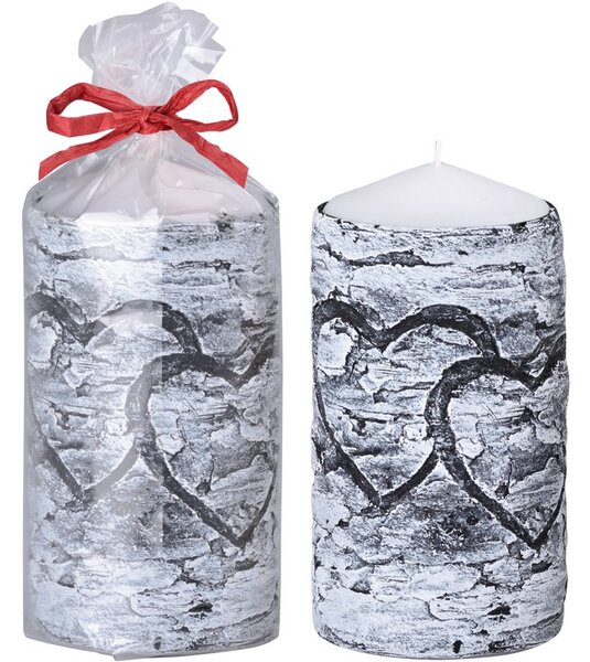 Srdce v kůře Válec svíčka černá, 60x110 mm