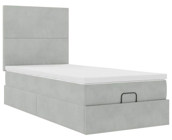 Osmanský rám postele s matracemi světle šedá 90x200cm samet 3313373