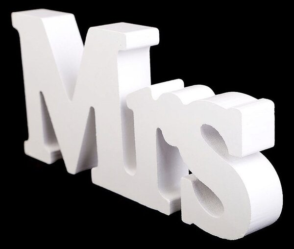 3D dekorace Mr a Mrs - bílá