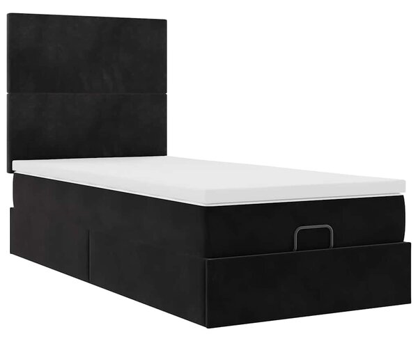 Osmanský rám postele s matracemi černá 80x200cm samet 3313363