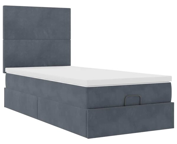 Osmanský rám postele s matracemi tmavě šedá 80x200cm samet 3314211