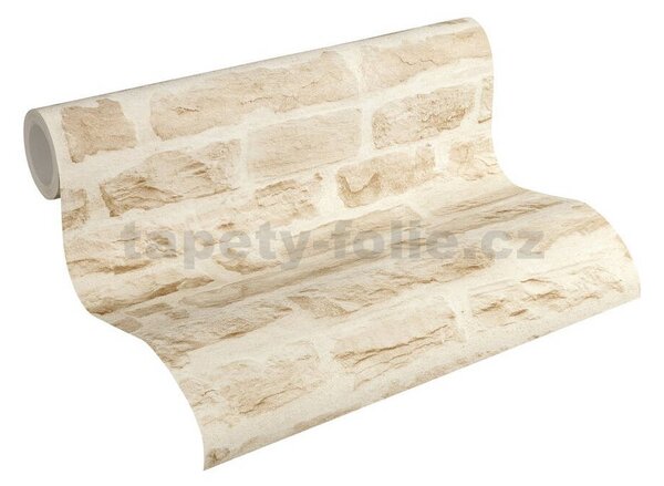 Vliesové tapety na zeď IMPOL 35580-2, ukládaný kámen béžový, rozměr 10,05 m x 0,53 m, A.S.Création