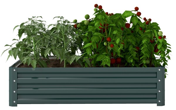 Outsunny Velký Obdélníkový Zahradní Květináč z Pozinkované Oceli pro Venku na Růst Rostlin, Květin a Bylin, Velký Venkovní Květináč s Otevřeným Dnem 1